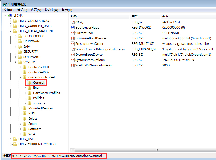 依次展开HKEY_LOCAL_MECHINE-SYSTEM-CurrentcontrolSet-Control 依次展开HKEY_LOCAL_MECHINE-SYSTEM-CurrentcontrolSet-Control